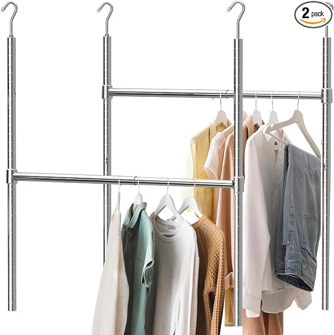 Simple Houseware Adjustable Closet Hanging Rod, Chrome by SimpleHouseware