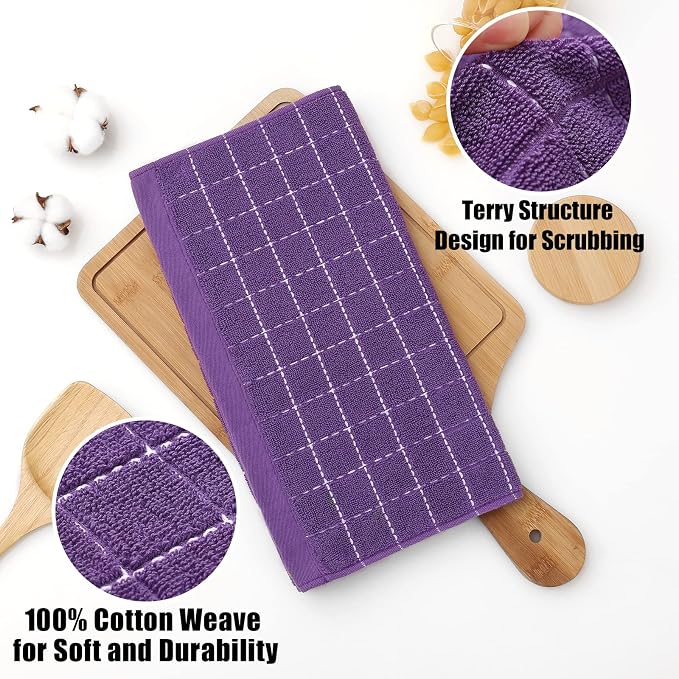 Homaxy 100% Cotton Terry Kitchen Dish Cloths, 6 Pack - Image 2