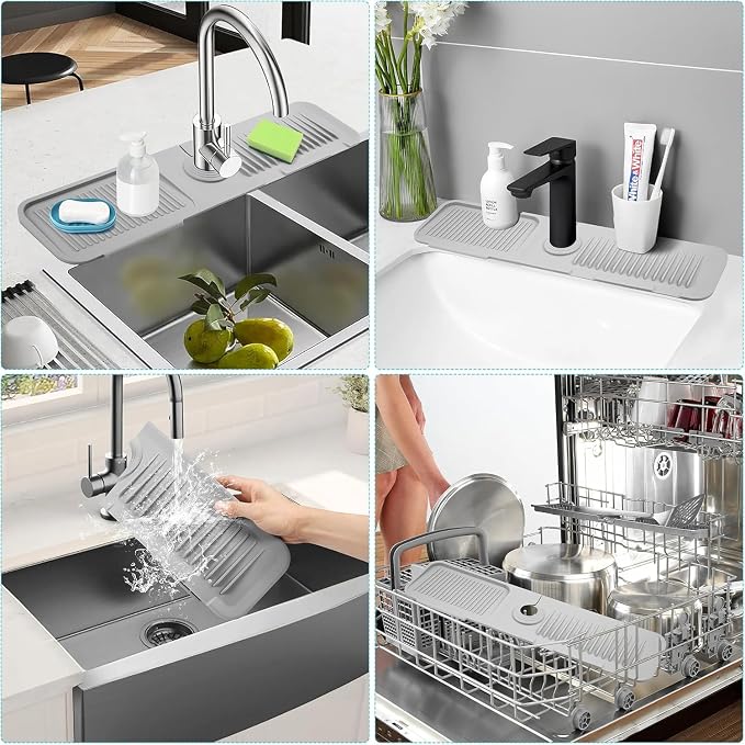 Folding Faucet Mat for Kitchen Sink Upgraded Premium Silicone Splash Guard - Image 6