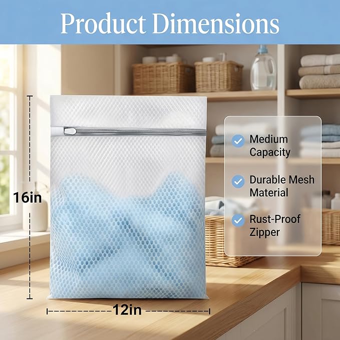 4Pcs Laundry Bags Mesh Wash Bags12x16 Inches | 4Medium - Image 3