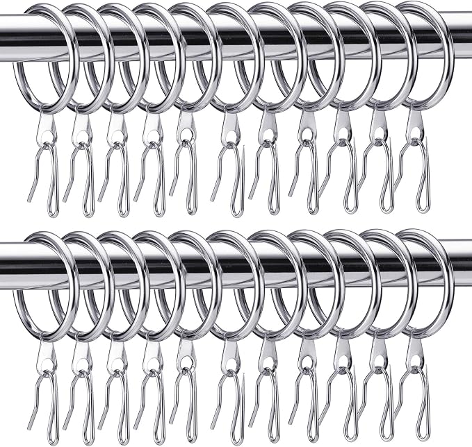 Hotop 60 Pcs 1.26 Inch Curtain Ring and 60 Pcs Pin Hook, 0.98/1.26/1.5/1.65 by HOTOP