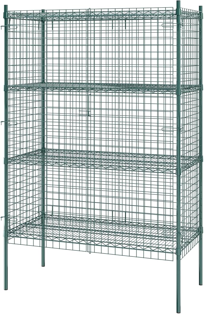 Commercial Grade NSF Listed Metal Wire Mesh Storage Green Epoxy Security Cage Kit 24" x 48" x 74", Perfect for Warehouse, Walk-In Refrigerator, Freezer, Grocery Store, Restaurant