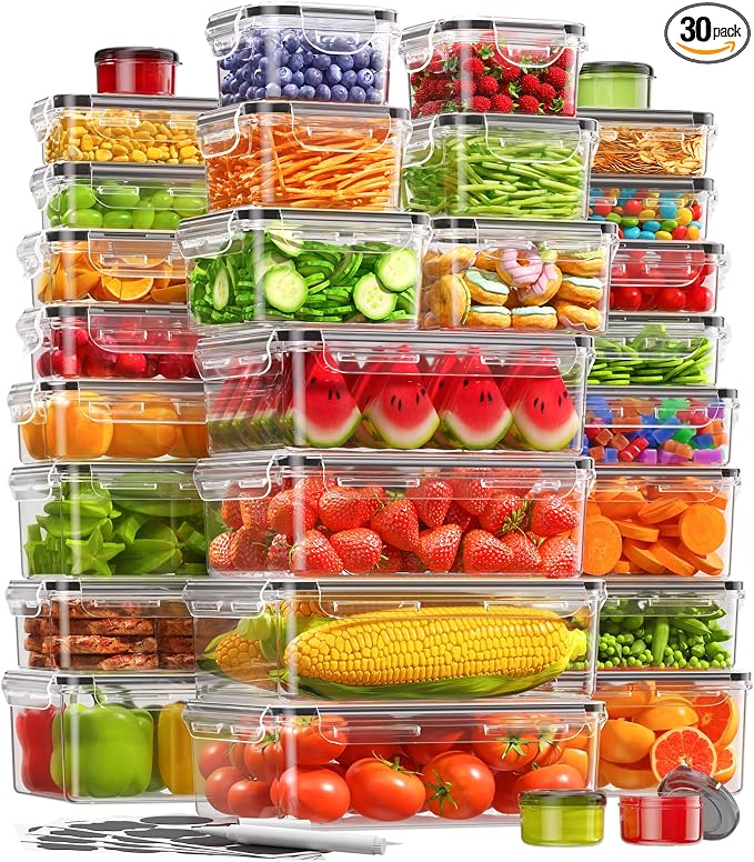 KEMETHY 60 PCS Food Storage Containers by KEMETHYFocusesonCreatingEfficientStorageProductswithQualityMaterials