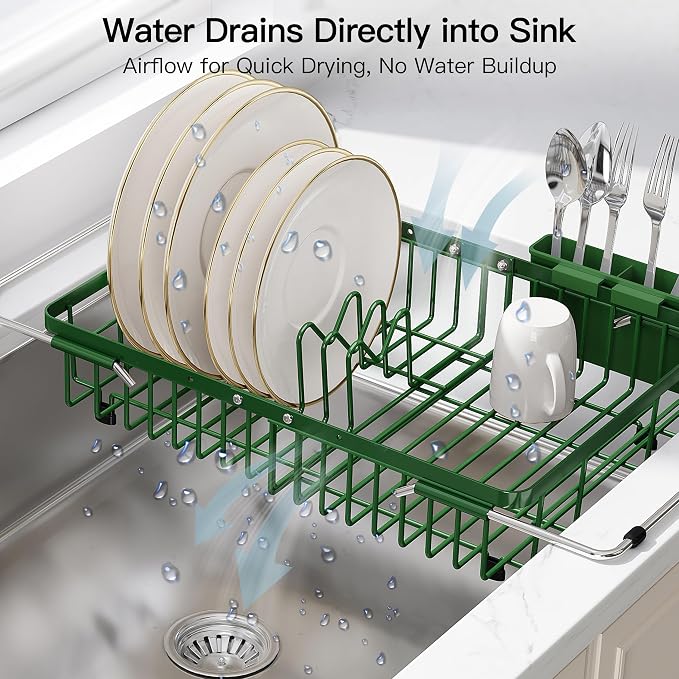 JASIWAY Green Dish Drying Rack Over the Sink - Image 6
