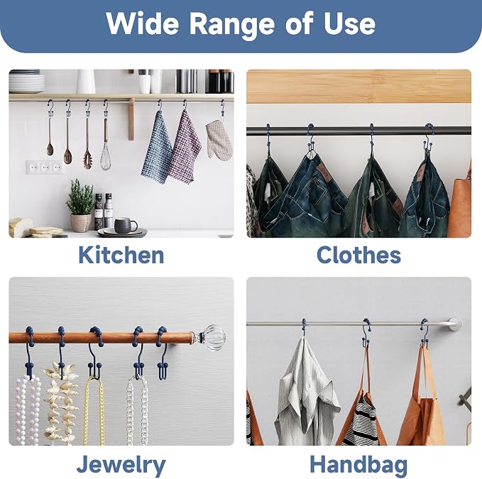 Titanker Shower Curtain Hooks Rings, Rust-Resistant Metal Double Glide Shower - Image 5