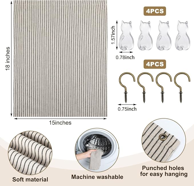 Reusable Dirty Rag Storage Linen Bag, Vertical Stripes - Image 3