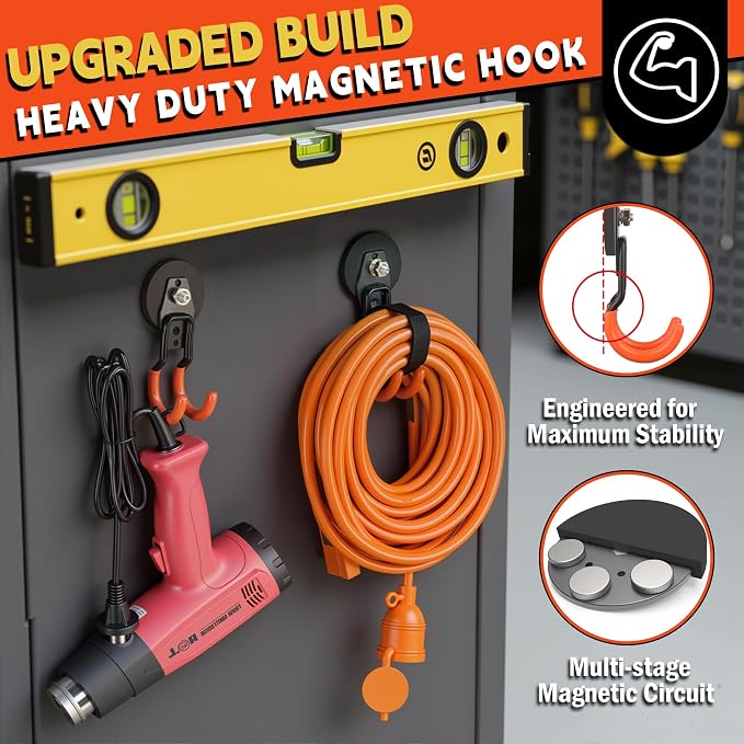 ULIBERMAGNET New Upgraded Garage Strong Magnetic Hooks, 4 Pack Heavy Duty Large - Image 5