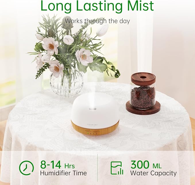 ASAKUKI Essential Oil Diffuser, 300ml Aromatherapy Oil Humidifier | Ultrasonic - Image 2