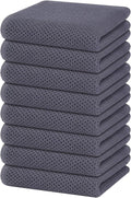 Homaxy 100% Cotton Waffle Weave Kitchen Dish Towels 8-Pack, Dark Grey | 13 x 28 by Homaxy
