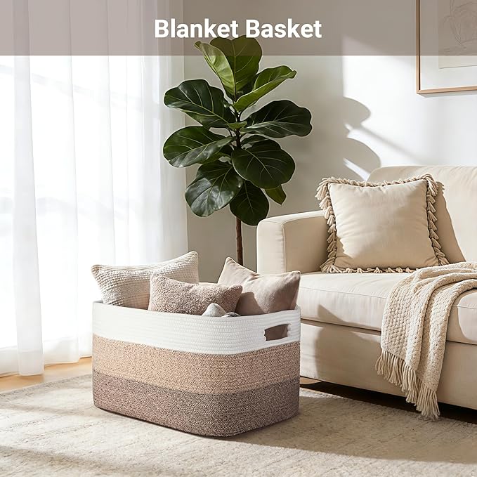 75L Laundry Basket Hamper, Gradient Brown/White - Image 3