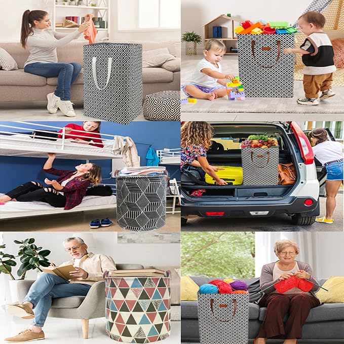 Waterproof Laundry Hamper Collapsible Laundry Basket Leather Handle Laundry Bag - Image 7