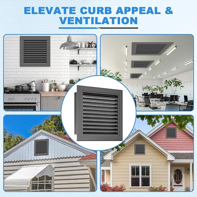 20"x20" Gable Vent with Screen – Stylish Aluminum Louvered Vents for Attic and Shed Ventilation – Ideal Exterior Wall Vent with 18"x18" Opening Gray