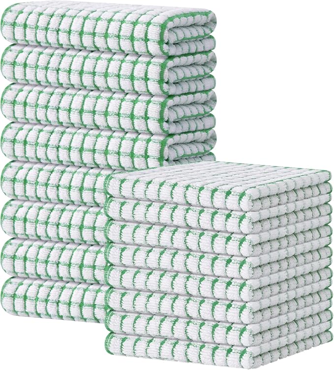 Kitinjoy Cotton 16 Pack Kitchen Towels and Dishcloths Sets by Kitinjoy