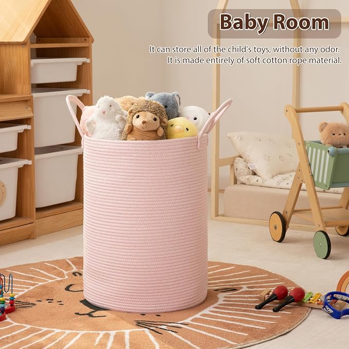 OIAHOMY 80L Nursery Hamper Laundry Basket Laundry Hamper Pink - Image 3