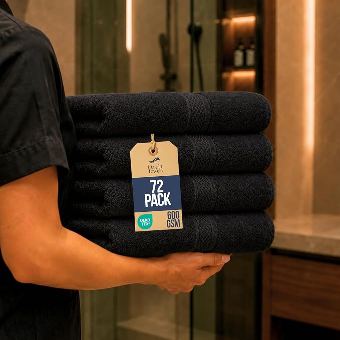 Bulk 72-Pack Premium Commercial Hand Towels, 600 GSM, Designed - Image 2