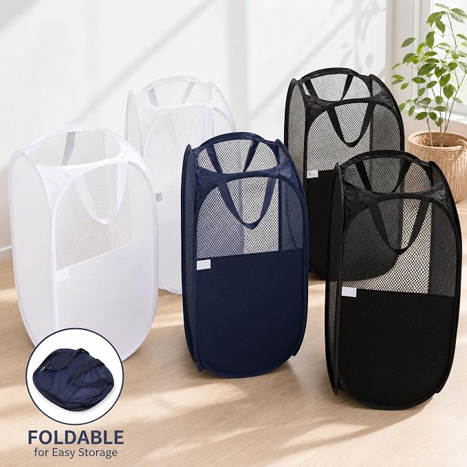 6 Pcs Handy Laundry Collapsible Mesh Foldable Hampe | Popup Laundry Basket - Image 9