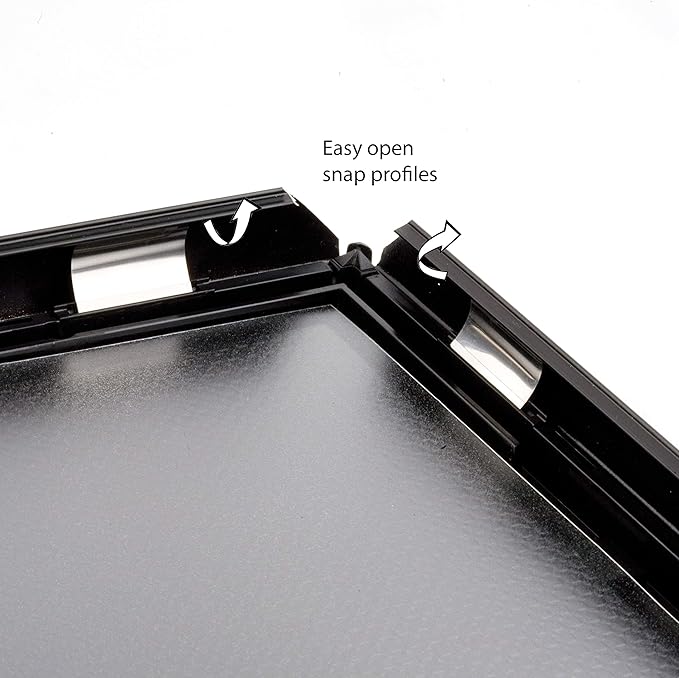 M&T Displays Opti Snap Poster Frame 8.5x11 Inch Black 1" Aluminum Profile Front Loading Wall Mounting Photo Picture Document Certificate Sign Holder Mitered Corner Anti Glare Cover (5 pack)