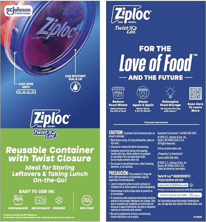 Ziploc Twist n Loc Food Storage Containers, Leak Resistant Design, Small Round - Image 8