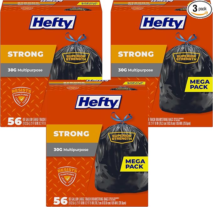 Hefty Strong 30 Gallon Trash_Bags, Large Trash-Bags 30 Gallon Size, Durable by Hefty