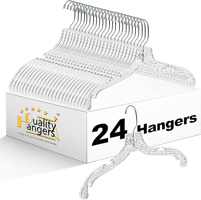 Quality Hangers 24 Pack Clear Plastic Hangers by QualityHangers