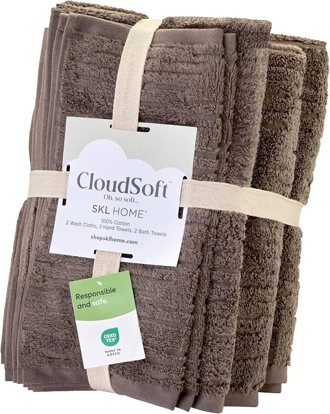 SKL Home CloudSoft Bath Towel Set, 100% Cotton Luxury, Mink Brown | 2 Bath - Image 7