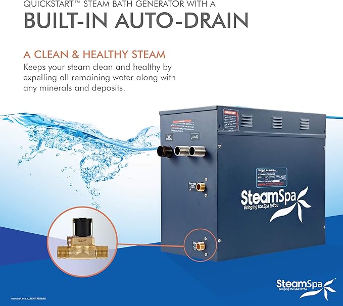 STEAMSPA 10.5kW Steam Sauna Generator Sentry Series 240V Steam Generator with Touch Screen, Steamhead, Built-in Steam Shower Auto Drain, ACU Quickstart Steam Bath Generator (Bronze)