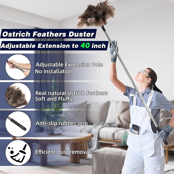 Soarer Extendable Ostrich Feather Duster, Handle Duster - Image 2