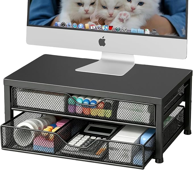 Desk Organizer and Accessories, 2-Tier Computer Monitor Stand Riser by OPNICE