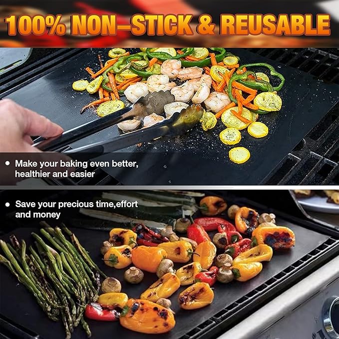 Oven Liners for Bottom of Oven/Electric Oven/Gas Oven/Toaster Oven/Air Fryer,Nonstick Heavy Duty Resuable Grill Mat PFOA Free Oven Mat Oven Protector Liner Baking Cooking Supplies,4 Pack,16x20 IN
