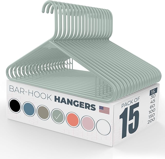 Plastic Hangers 15 Pack – Made in the USA – 6lb Capacity Standard Clothes by NeatiesHangers