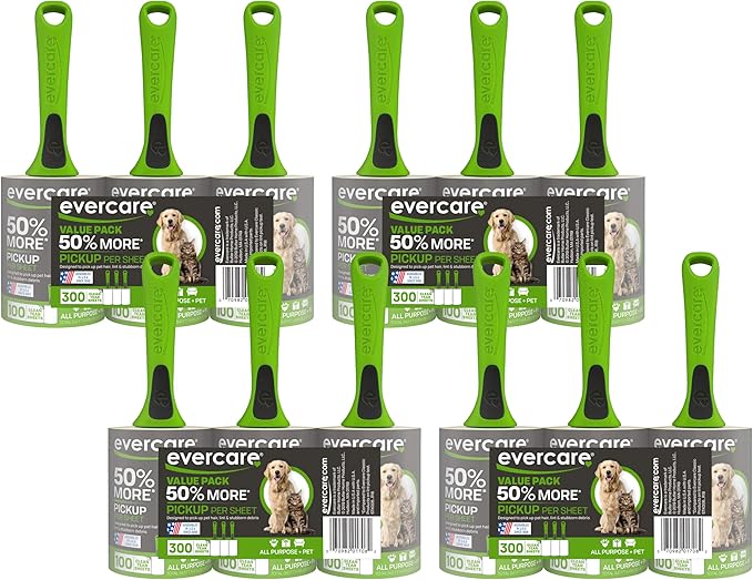 Evercare Pet Hair Lint Rollers All Purpose Use 100 Easy-Tear Sheets Per Roll by Evercare