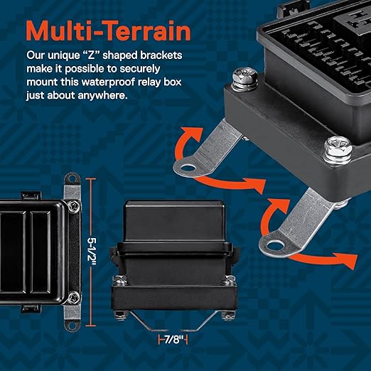 True Mods Waterproof 12V Fuse Relay Box Block Kit w/Pre-Wired Harness [12 & 16AWG] 6 Gang Bosch Style 5Pin 30A/40A Universal Relay & Fuse Panel for DC Auto Automotive Vehicle Car Marine Boat Jeep UTV