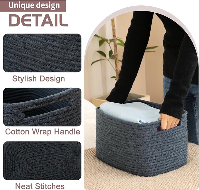 OIAHOMY 4 Pack Storage Baskets for Organizing 15L Cube Storage Bins Blue - Image 3