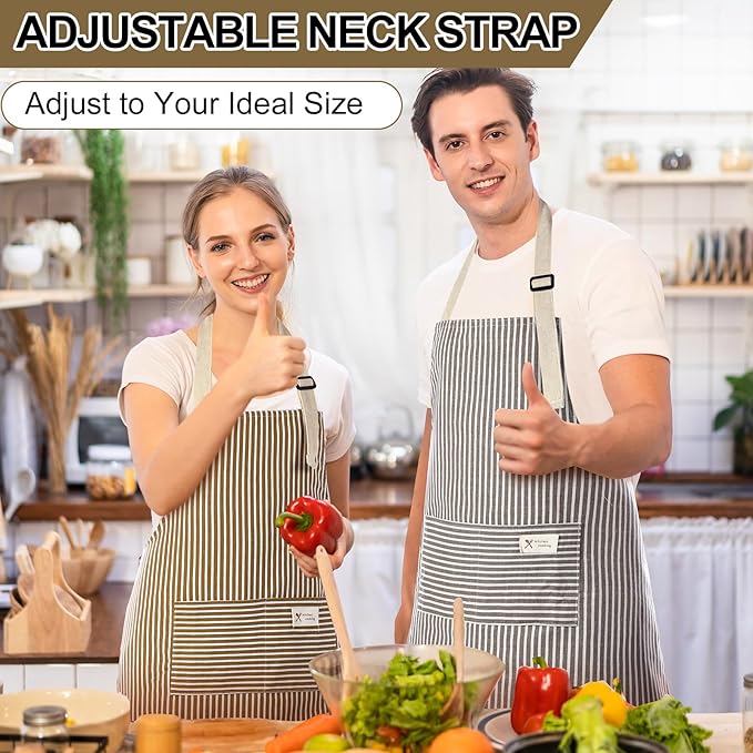 Janmercy 24 Pcs Aprons for Women Men with 2 Pockets Linen Cooking Kitchen Apron Adjustable Bib Chef Apron Bulk Aprons Unisex