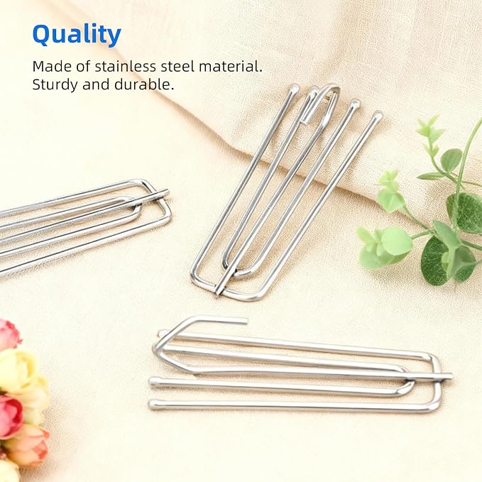 60 Pcs Stainless Steel Curtain Pleat Hook 4 Prongs Pinch Pleat Hooks Curtain - Image 3