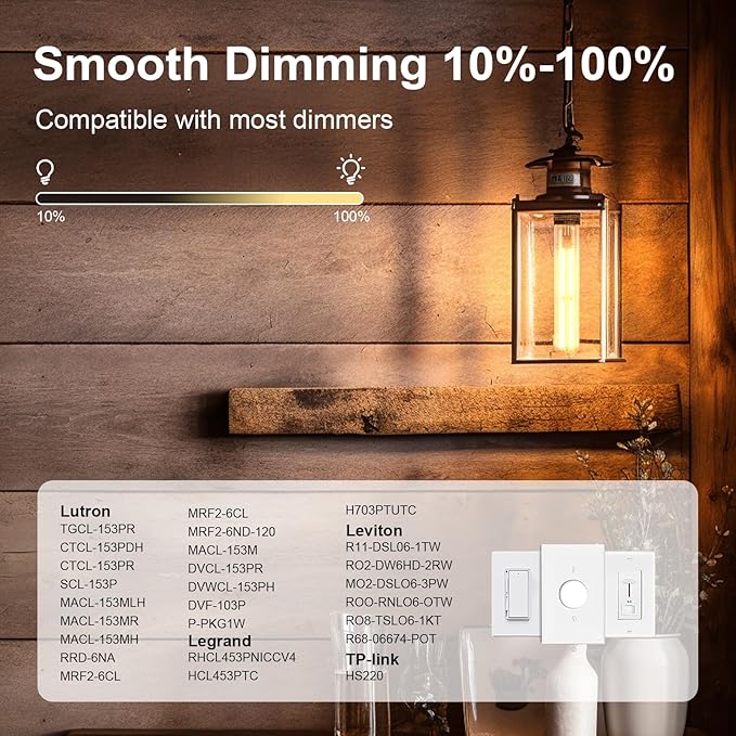 ASOKO 7.3 Inch E26 Led Bulb 6W Dimmable, 2700K Warm White Edison Bulbs 900LM, Tubular T30 Clear Glass Light Bulb 3 Pack