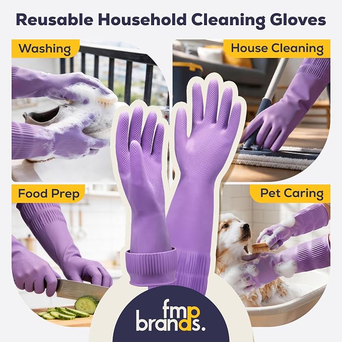 FMP Brands 3/6/12/60 Pairs 15 Inch Extra Long Rubber Dishwashing Gloves - Image 4