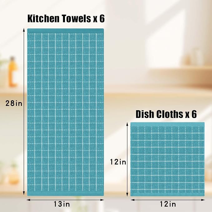 Homaxy Kitchen Towels and Dishcloths Set, Lake Blue - Image 4