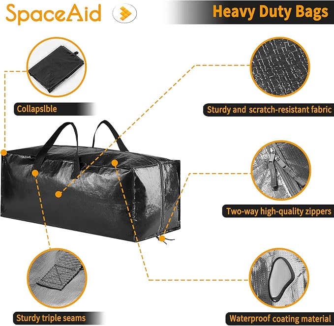 SpaceAid Heavy Duty Moving Bags 8 Pack, Large Storage Totes Bins - Image 6