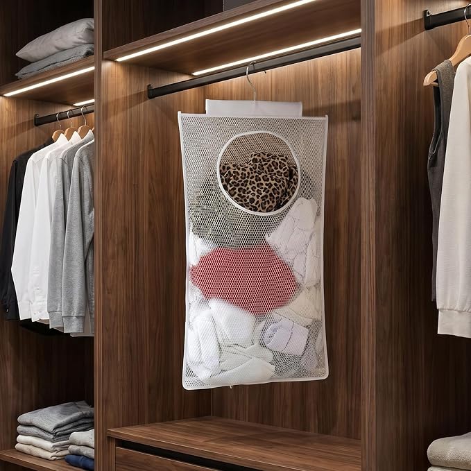 Hanging Laundry Hamper, Dirty Clothes Basket Foldable Wall Hanging Laundry - Image 4