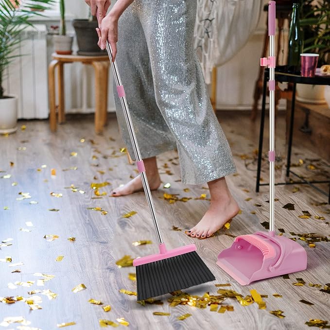 Broom and Dustpan Set for Home, Indoor&Outdoor Sweeping, Stand Up Broom and - Image 5