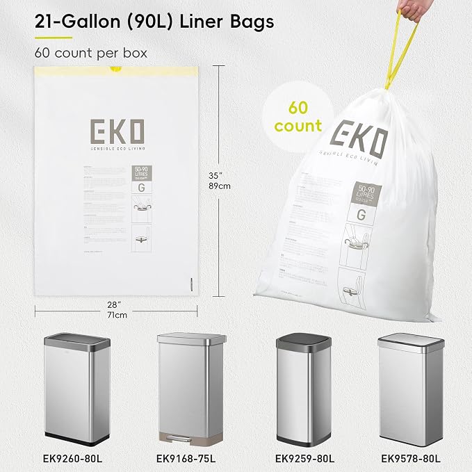 EKO 21 Gallon / 50-90 Liter, Extra-Strong Garbage Bags, Lemon Zest Scent - Image 2