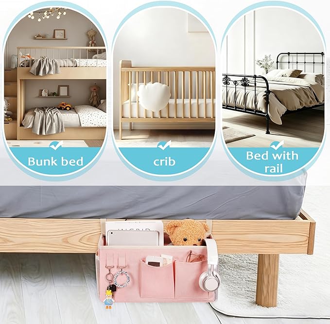 Bedside Caddy, Bedside Storage Bag Hanging Organizer - Image 5