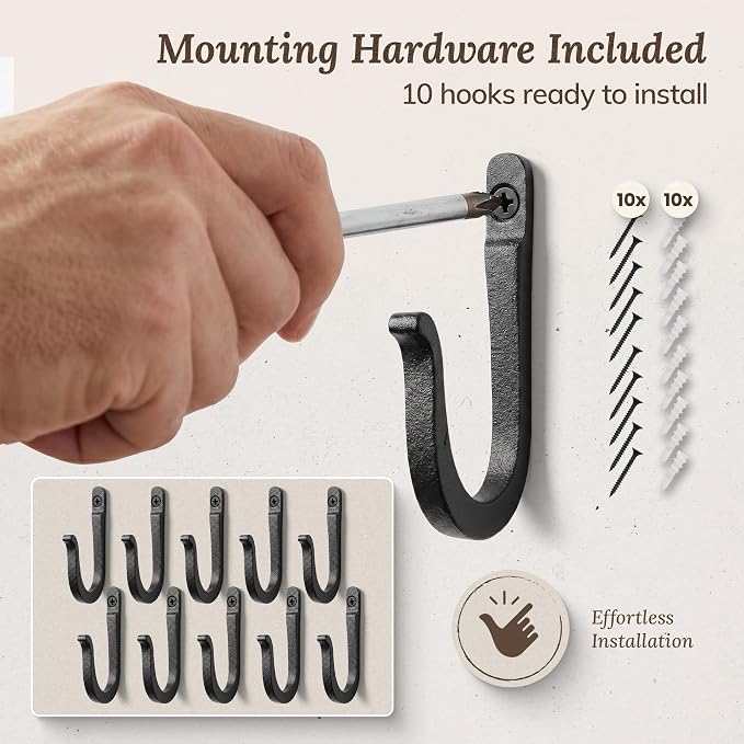 Railroad Spike Cast Iron Hooks Handmade Blacksmith, Wall Mounted Farmhouse - Image 7