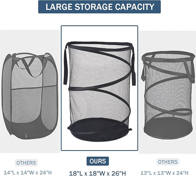 Seiritex Mesh Popup Laundry Hamper 115L Foldable Laundry Basket Extra Large - Image 2