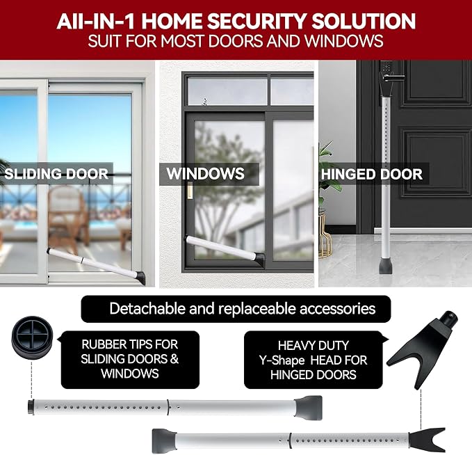AceMining Upgraded Door Security Bar & Sliding Patio Bar, Heavy Duty Stoppers - Image 2