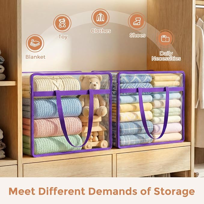 6 Pack Clear Storage Bags for Clothes, 45L Closet Organizers and Storage | - Image 4