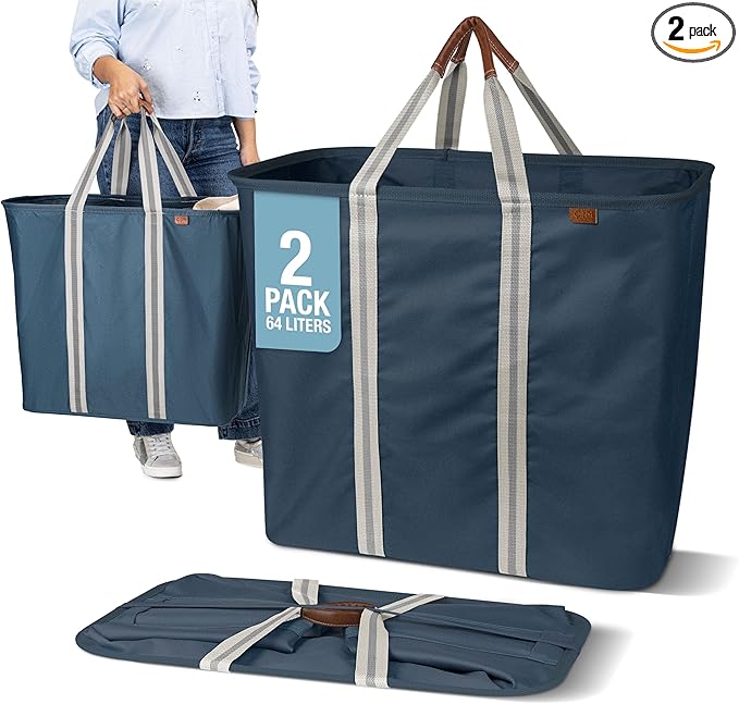 CleverMade Collapsible Laundry Caddy LUXE, 64L Pop-Up Hamper, 2 Pack by CleverMade