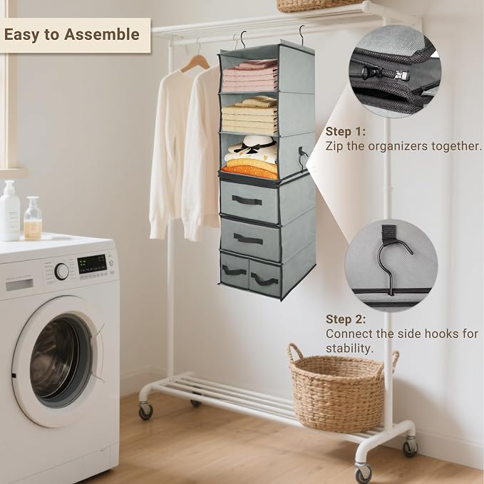2-in-1 Durable 6-Tier Hanging Closet Organizer - Image 8