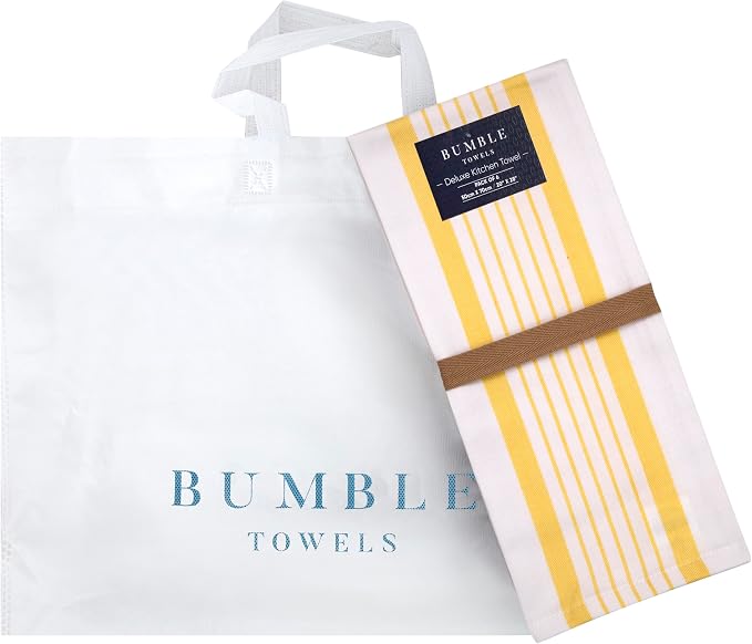 Premium Kitchen Towels 6 Pack 100% Cotton 20"x28" Dish Towels Yellow Stripe - Image 5